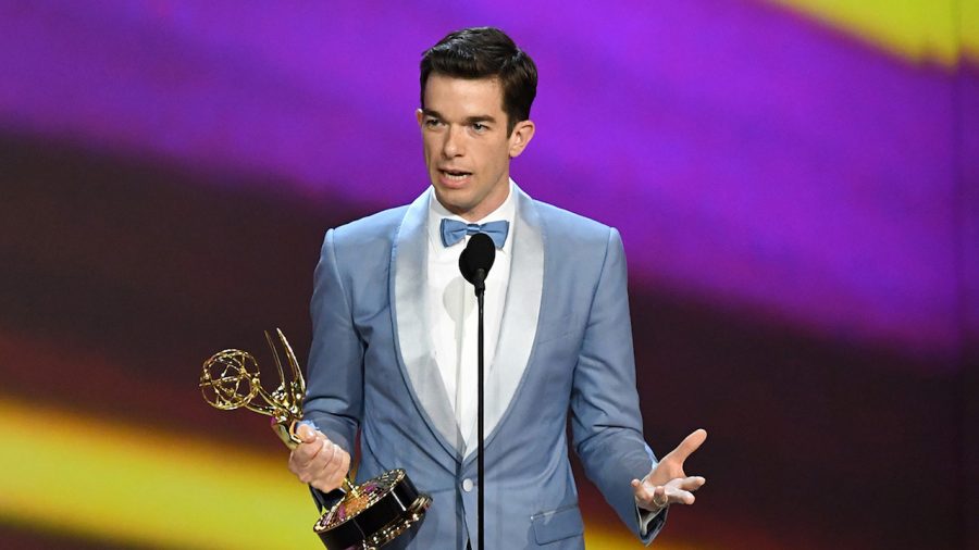 LOS ANGELES, CA - SEPTEMBER 17:  John Mulaney accepts the Outstanding Writing for a Variety Special award for John Mulaney: Kid Gorgeous at Radio City onstage during the 70th Emmy Awards at Microsoft Theater on September 17, 2018 in Los Angeles, California.  (Photo by Kevin Winter/Getty Images)